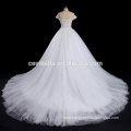 Beaded Appliqued cap sleeve White wedding dress bridal gown